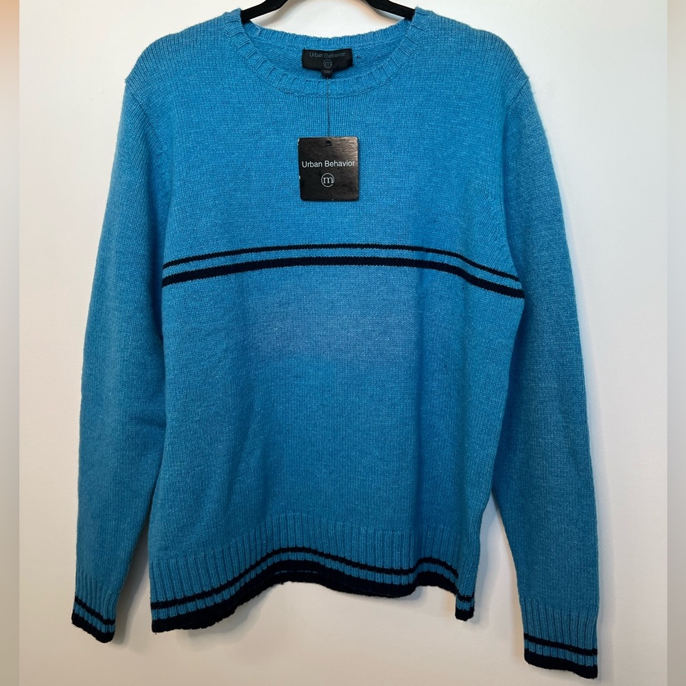 New With Tags Urban Behavior Blue Wool Crewneck Sweater size L